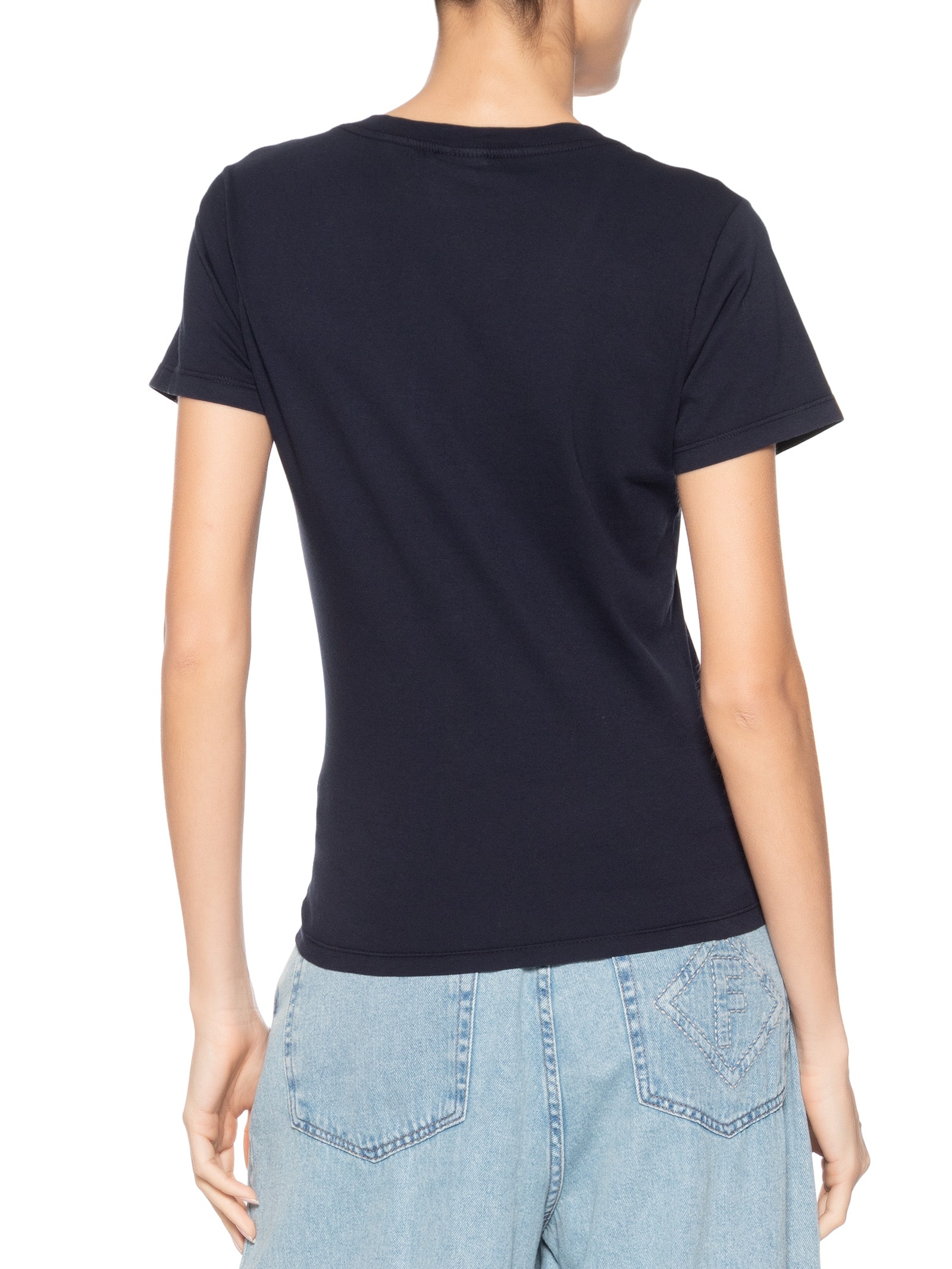 Camiseta Feminina Slim V-neck Tee Azul Tommy Jeans