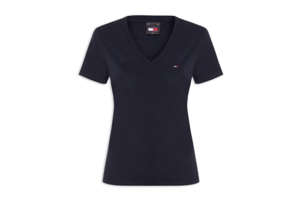 Camiseta Feminina Slim V-neck Tee - Azul