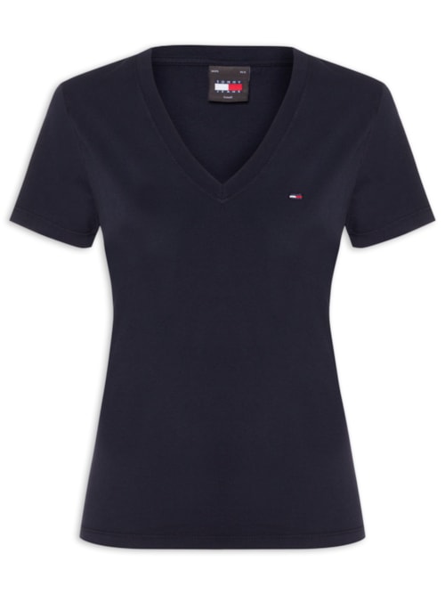 Camiseta Feminina Slim V-neck Tee – Azul