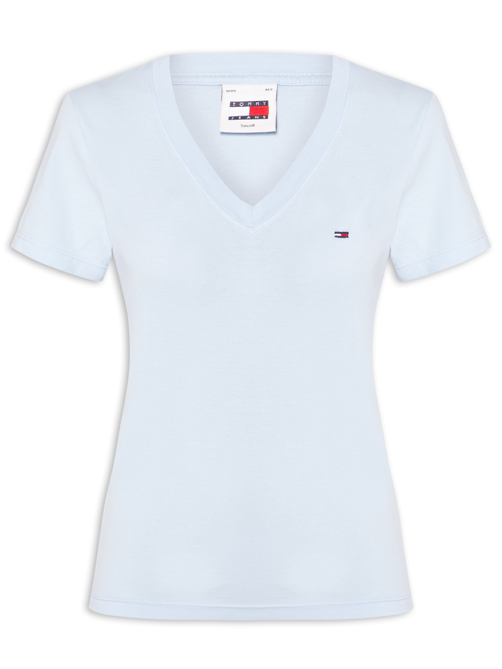 Camiseta Feminina Slim V-neck Tee Azul Tommy Jeans