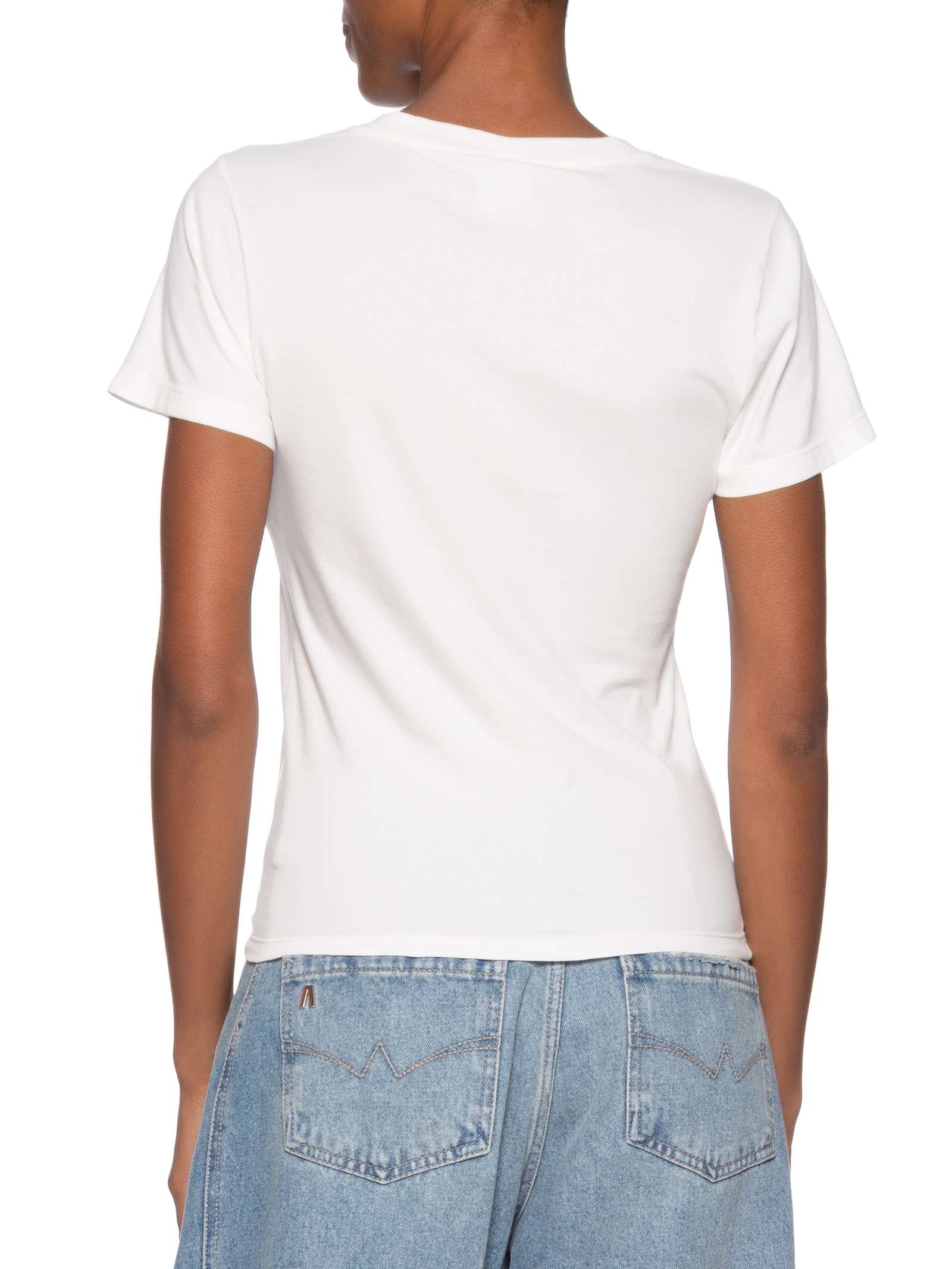 Camiseta Feminina Slim V-neck Tee Branco Tommy Jeans