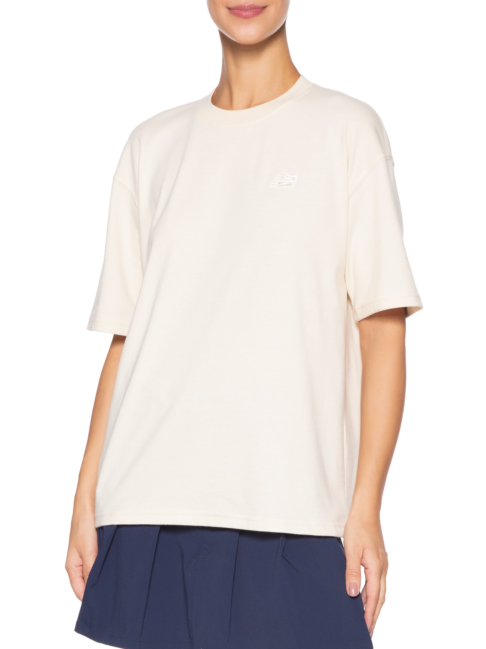 Camiseta Feminina Small Logo Over Bege New Balance