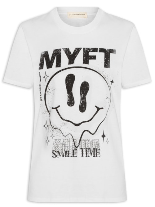 Camiseta Feminina Smile Time - Branco