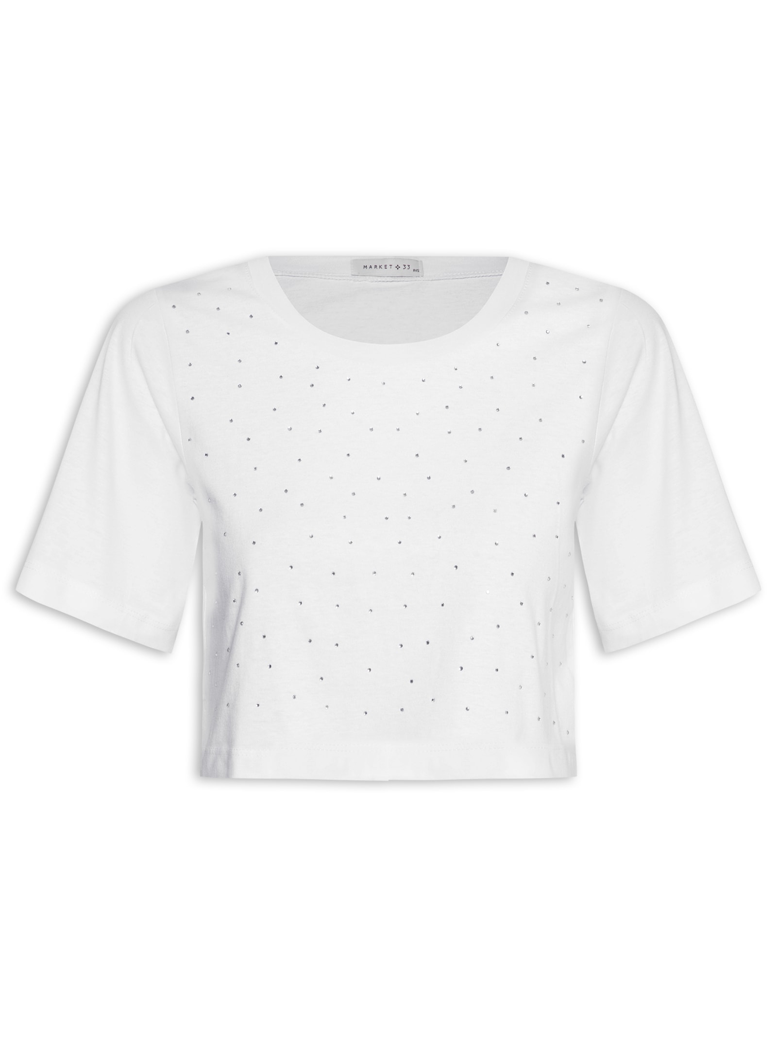 Camiseta Feminina Strass Branco Market 33