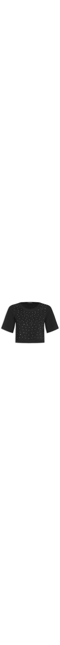 Camiseta Feminina Strass - Preto