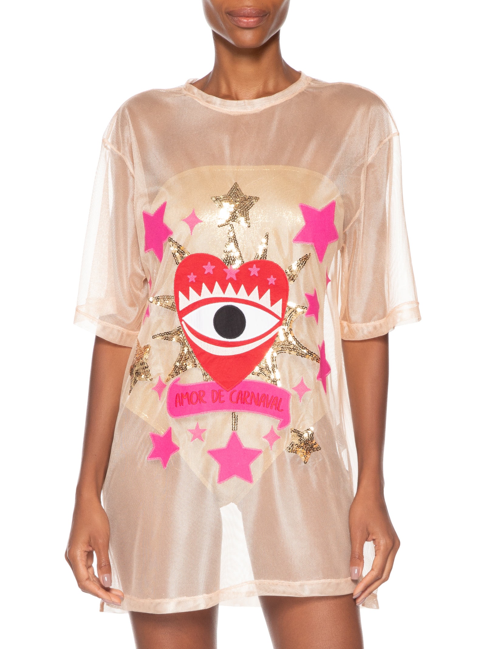 Camiseta Feminina Tela Amor De Carnaval Bege Dress To