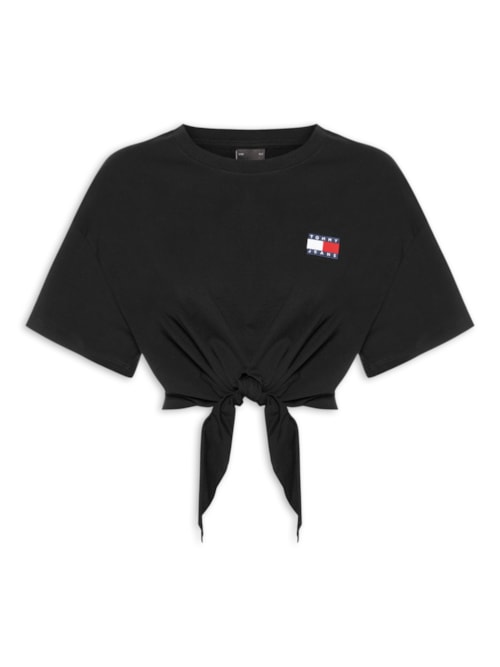 Camiseta Feminina TJW Reg Waist Tie Badge Tee Ext – Preto