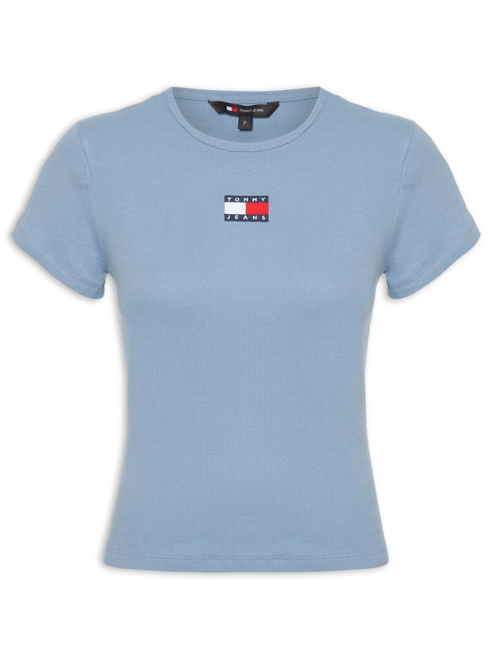 Camiseta Feminina Tjw Slim Badge Rib Tee Azul Tommy Jeans