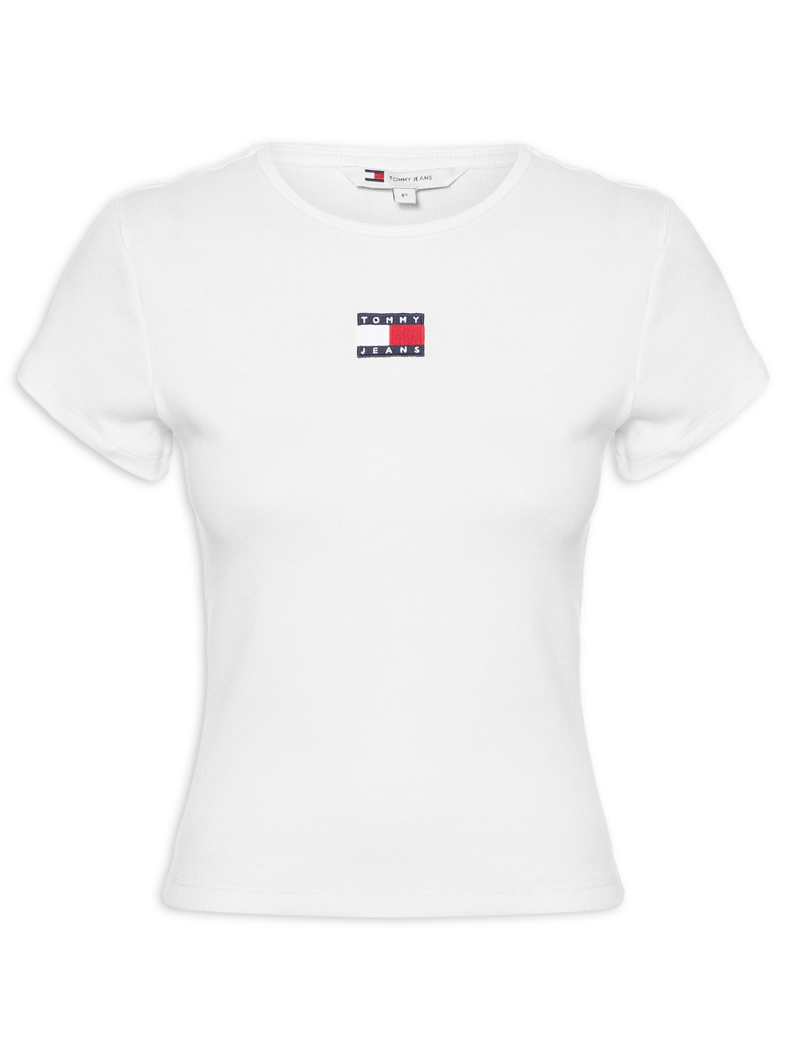 Camiseta Feminina Tjw Slim Badge Rib Tee Branco Tommy Jeans