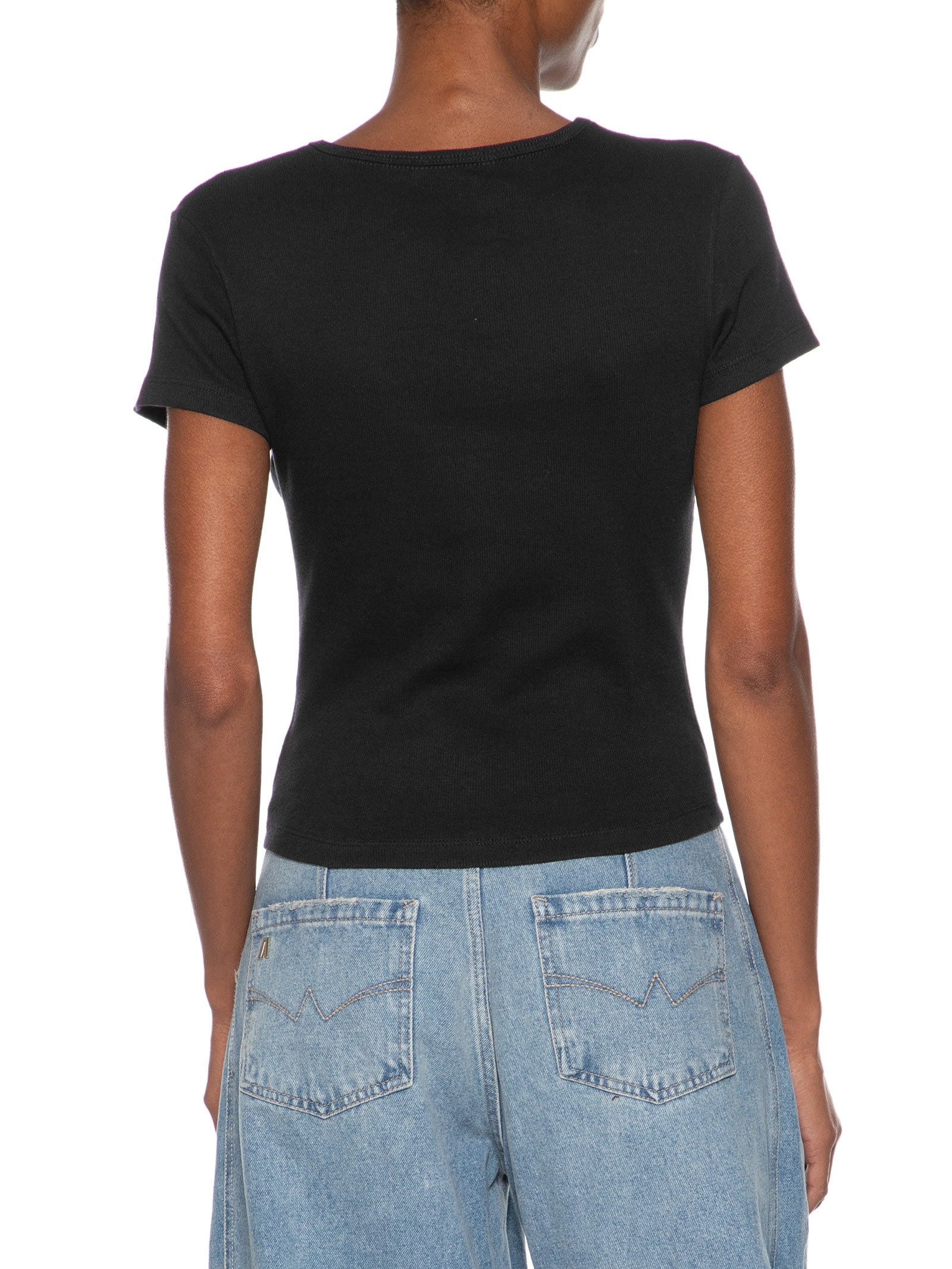 Camiseta Feminina Tjw Slim Badge Rib Tee Preto Tommy Jeans