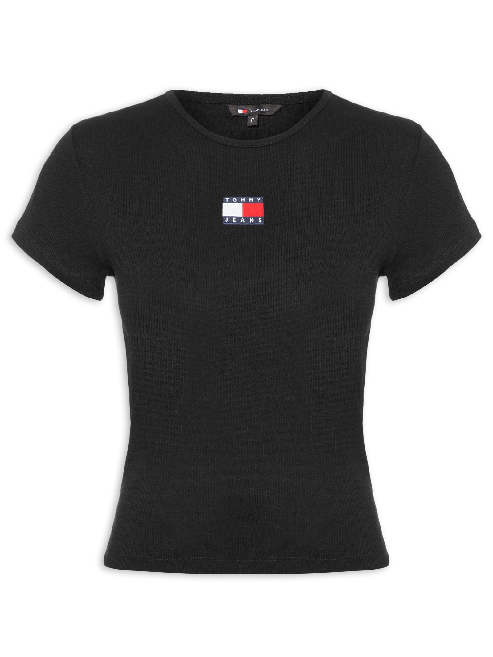 Camiseta Feminina Tjw Slim Badge Rib Tee Preto Tommy Jeans