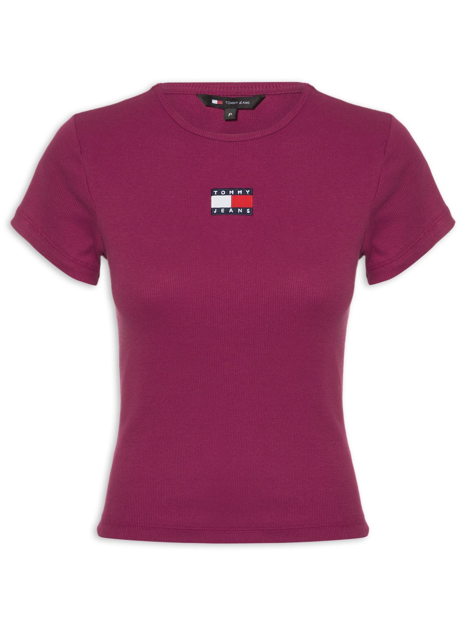 Camiseta Feminina Tjw Slim Badge Rib Tee Rosa Tommy Jeans