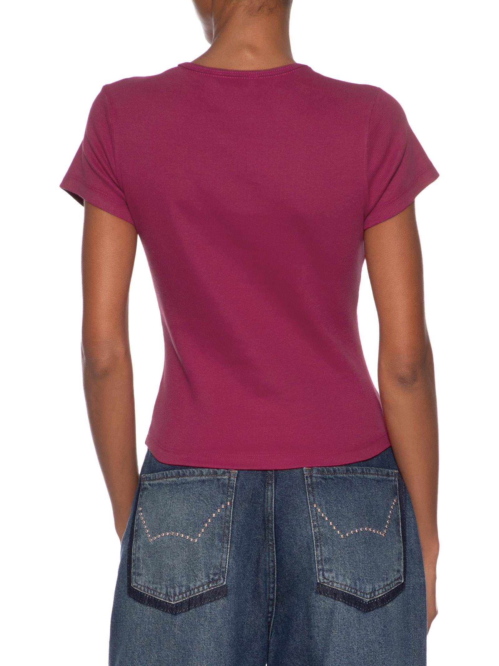 Camiseta Feminina Tjw Slim Badge Rib Tee Rosa Tommy Jeans