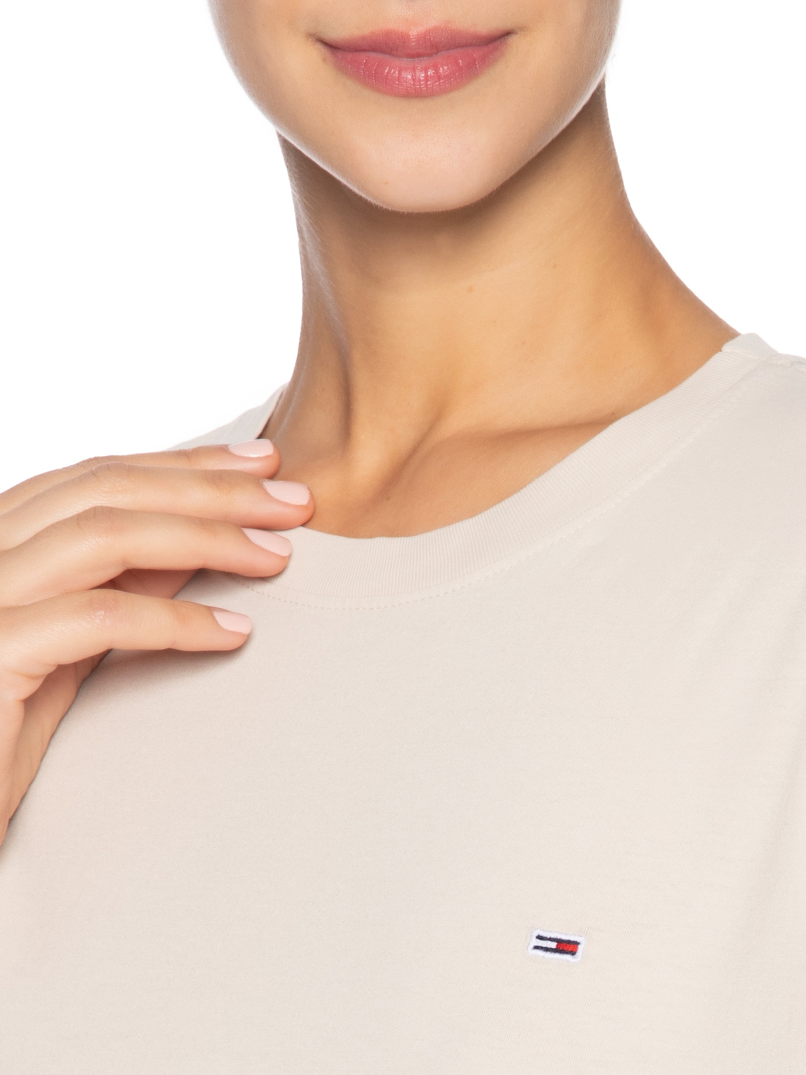Camiseta Feminina Tjw Slim C Neck Tee Bege Tommy Jeans