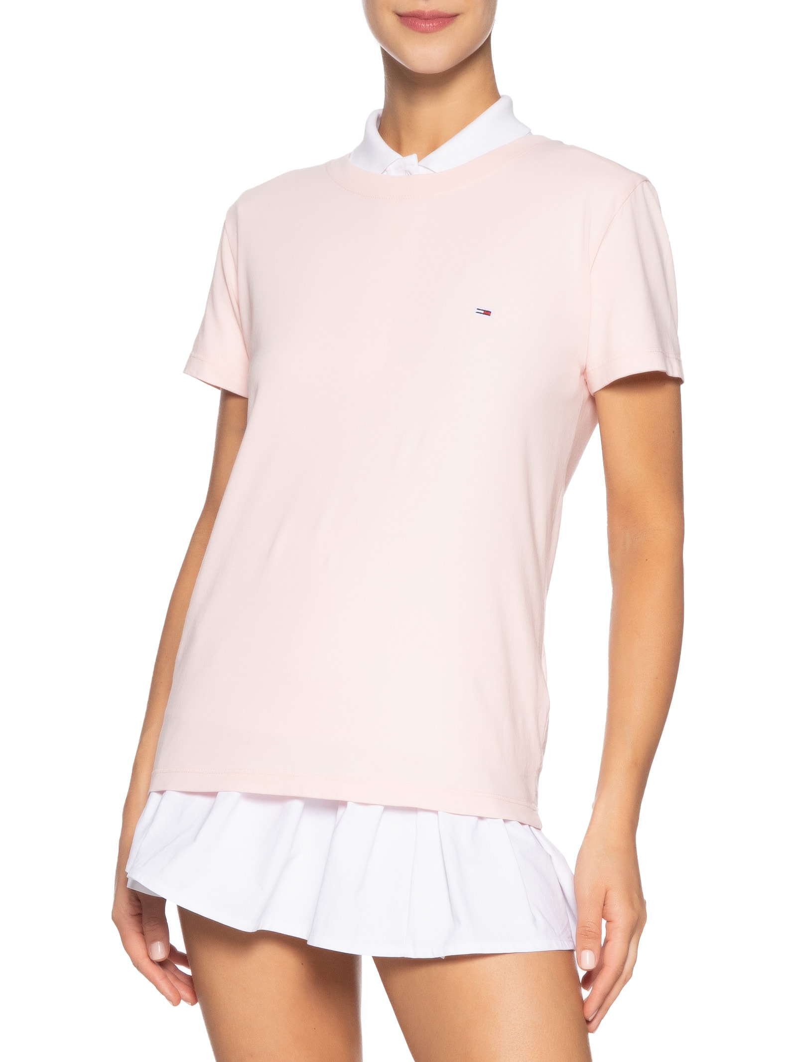 Camiseta Feminina Tjw Slim C Neck Tee Rosa Tommy Jeans