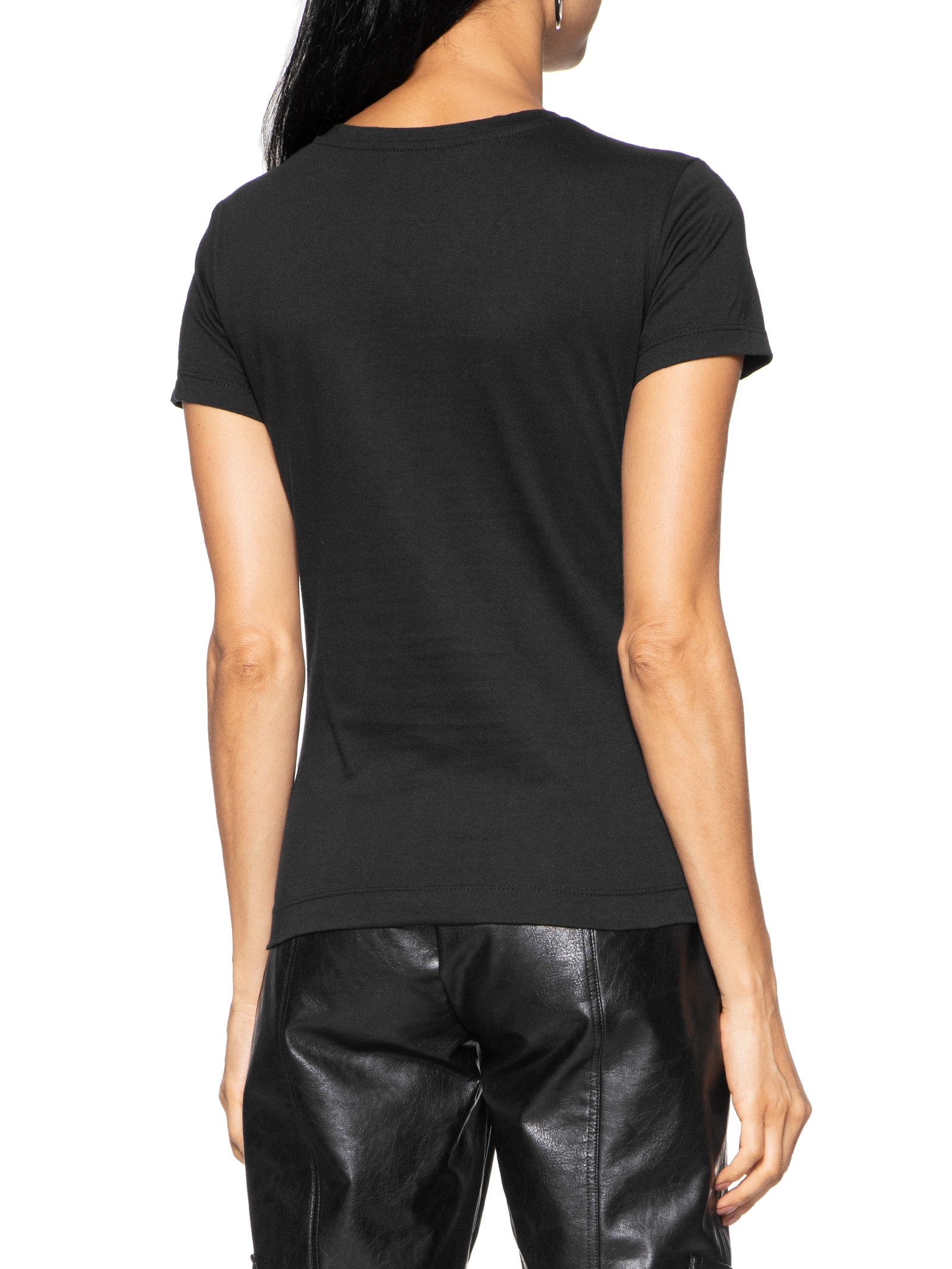 Camiseta Feminina Triang Onça Hot Fix Preto  Guess