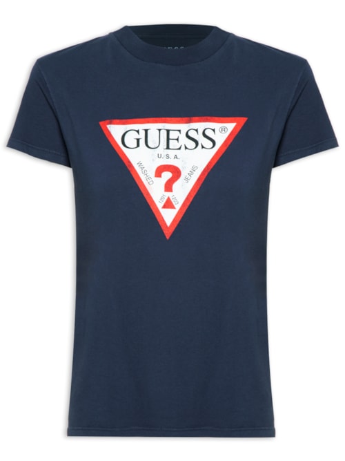 Camiseta Feminina Triang Trad Desgastado - Azul