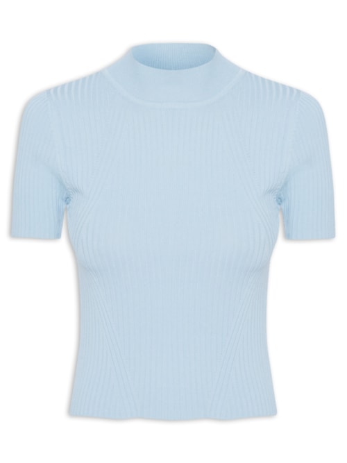 Camiseta Feminina Tricot Básica – Azul