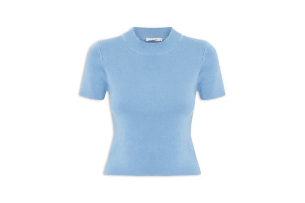 Camiseta Feminina Tricot Básica - Azul