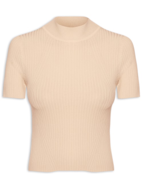 Camiseta Feminina Tricot Básica – Bege