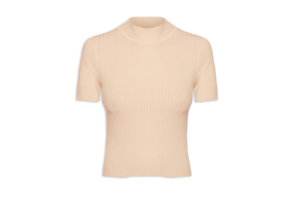 Camiseta Feminina Tricot Básica - Bege