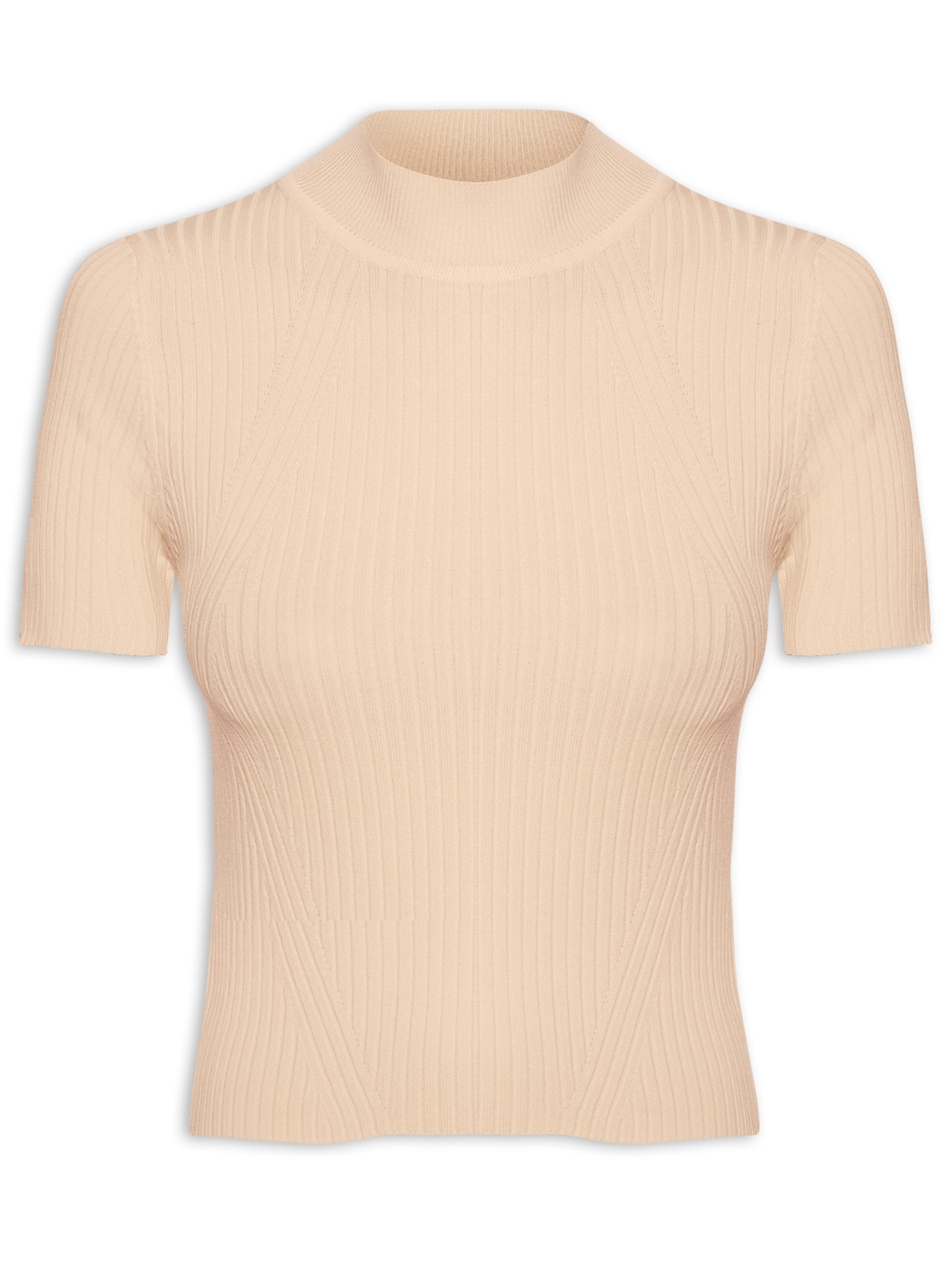 Camiseta Feminina Tricot Básica Bege Basiq