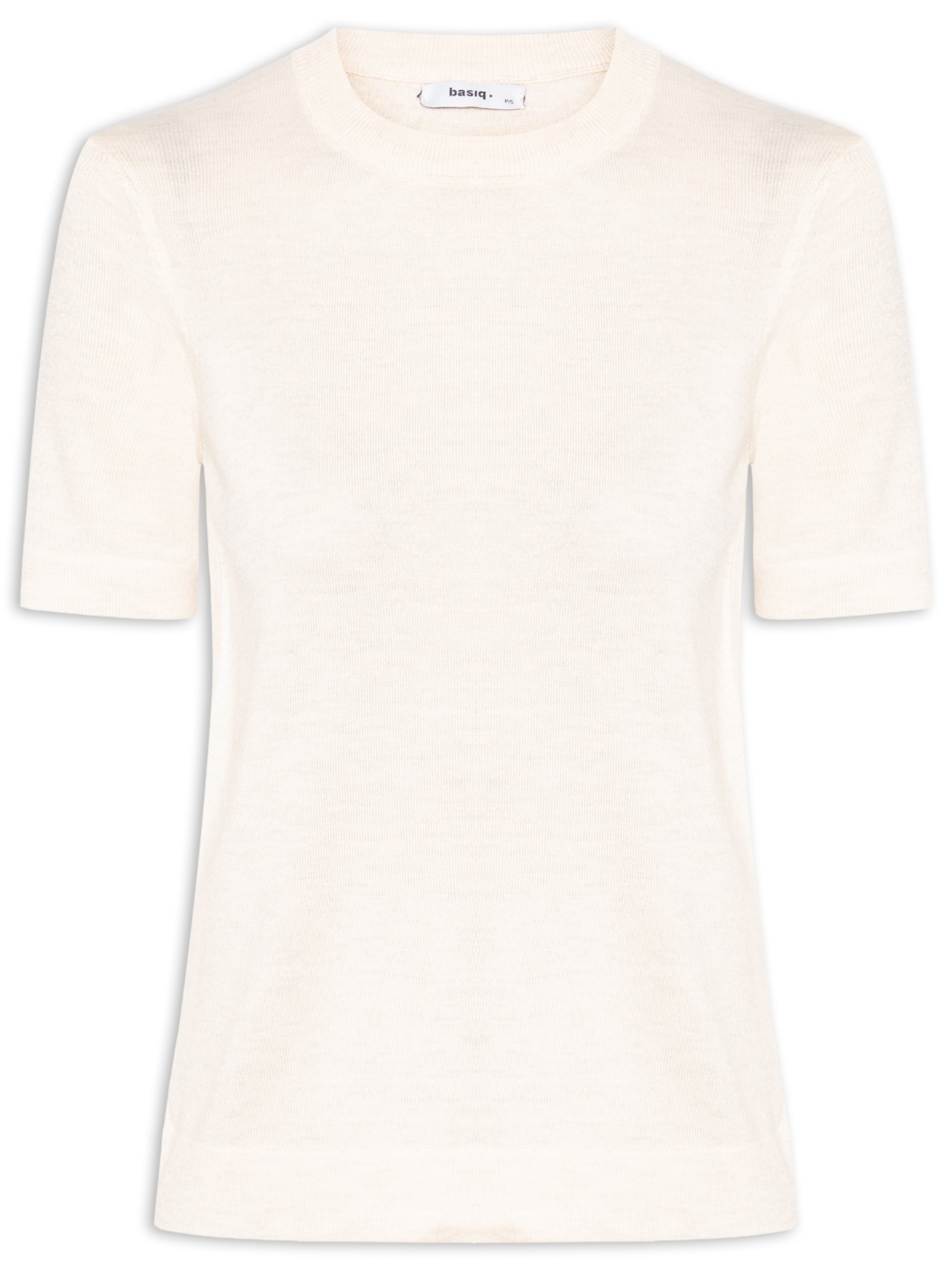 Camiseta Feminina Tricot Básica Bege Basiq