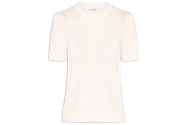 Camiseta Feminina Tricot Básica - Bege