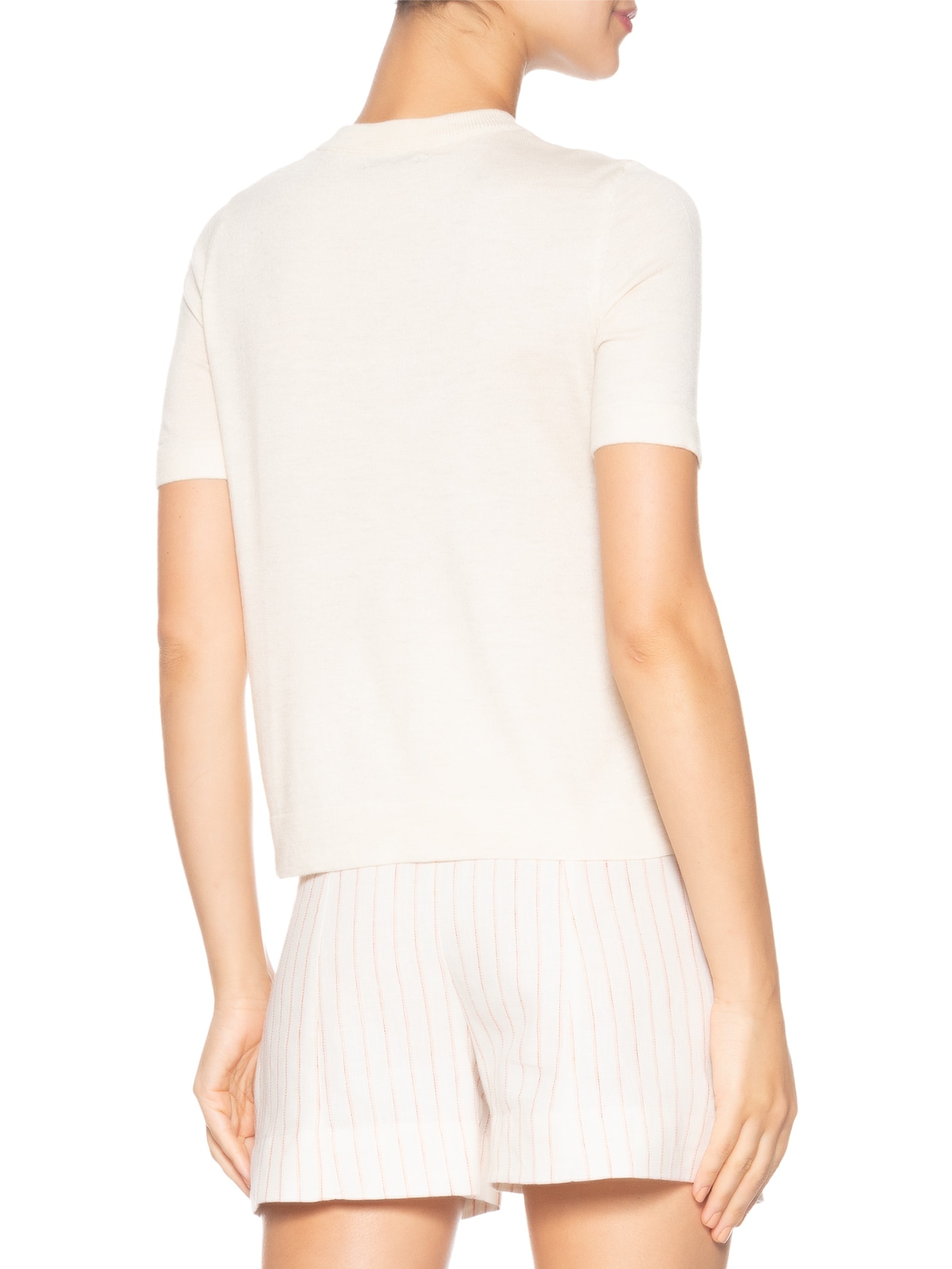 Camiseta Feminina Tricot Básica Bege Basiq