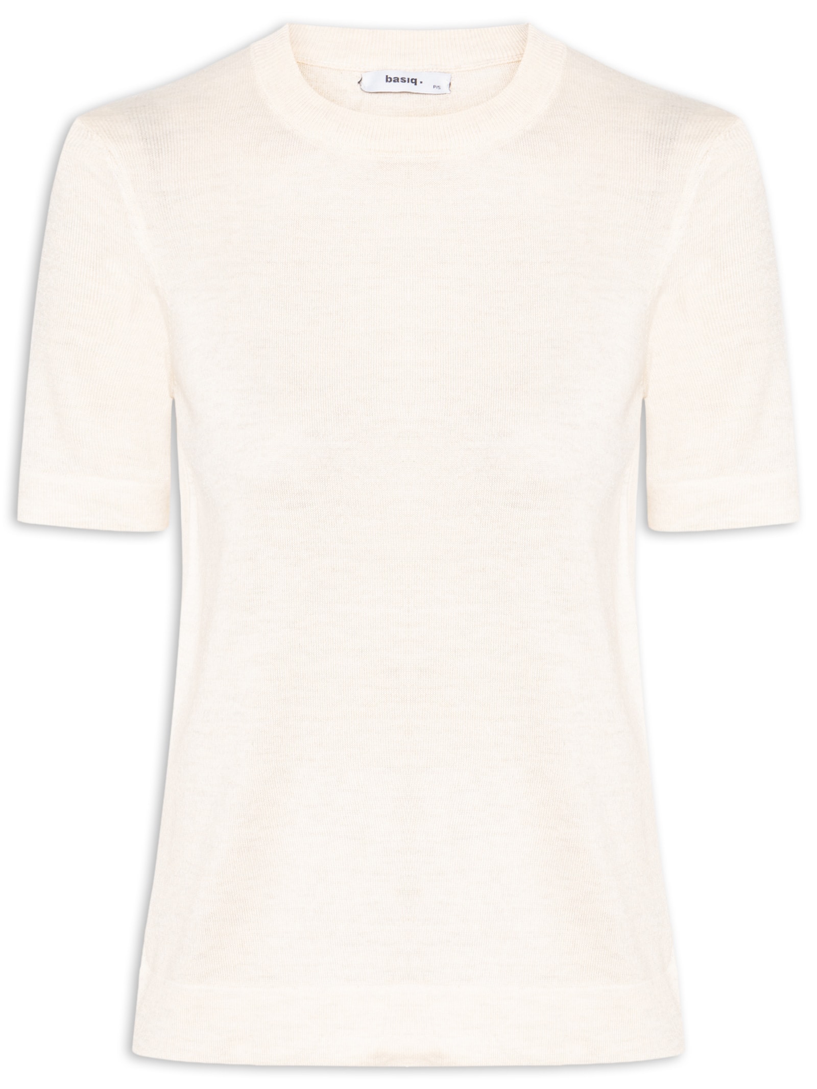 Camiseta Feminina Tricot Básica Bege Basiq