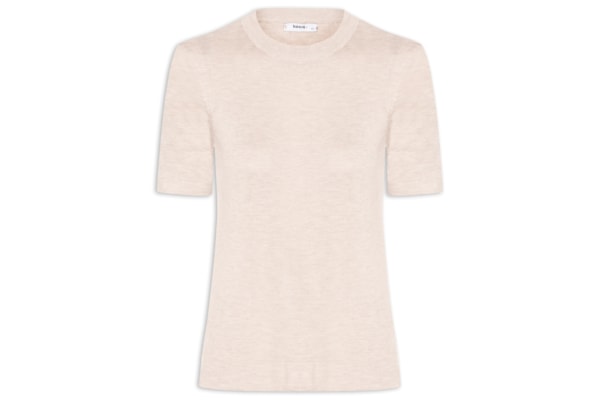 Camiseta Feminina Tricot Básica - Bege