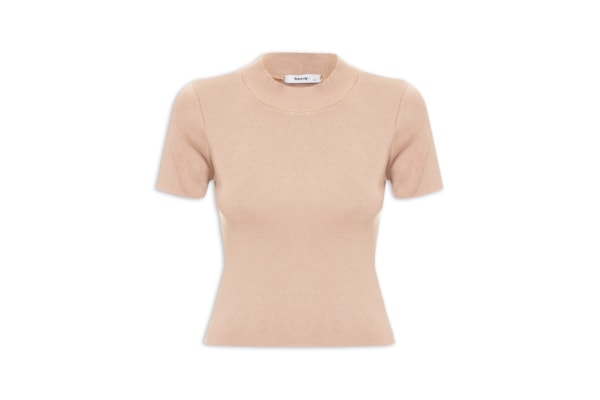 Camiseta Feminina Tricot Básica - Bege