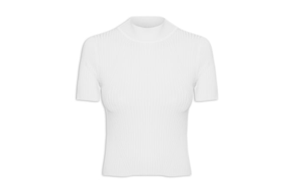 Camiseta Feminina Tricot Básica - Branco