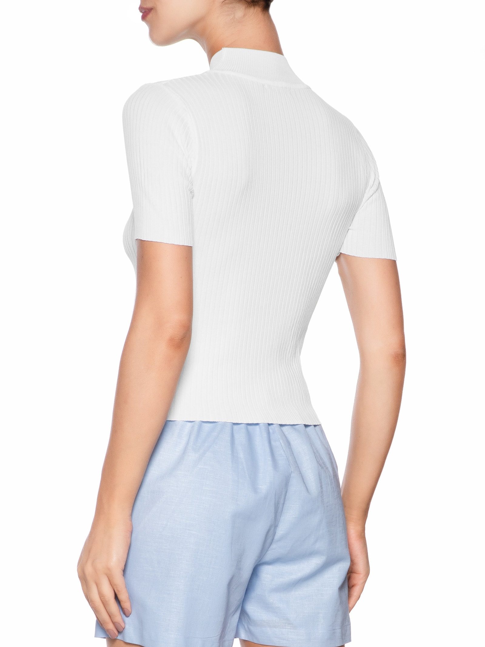 Camiseta Feminina Tricot Básica Branco Basiq