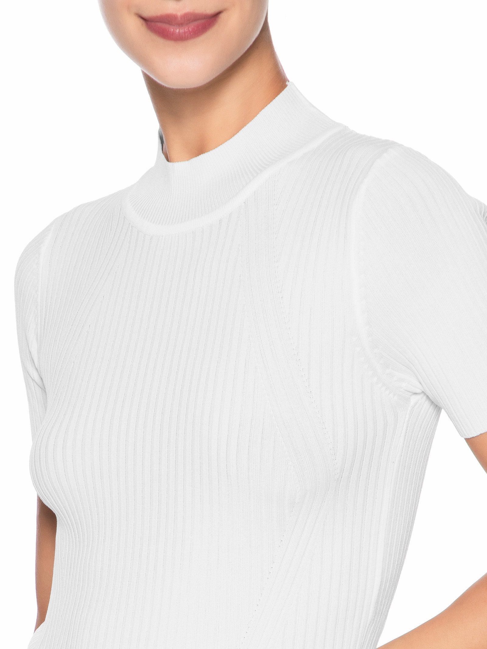 Camiseta Feminina Tricot Básica Branco Basiq