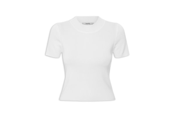 Camiseta Feminina Tricot Básica - Branco