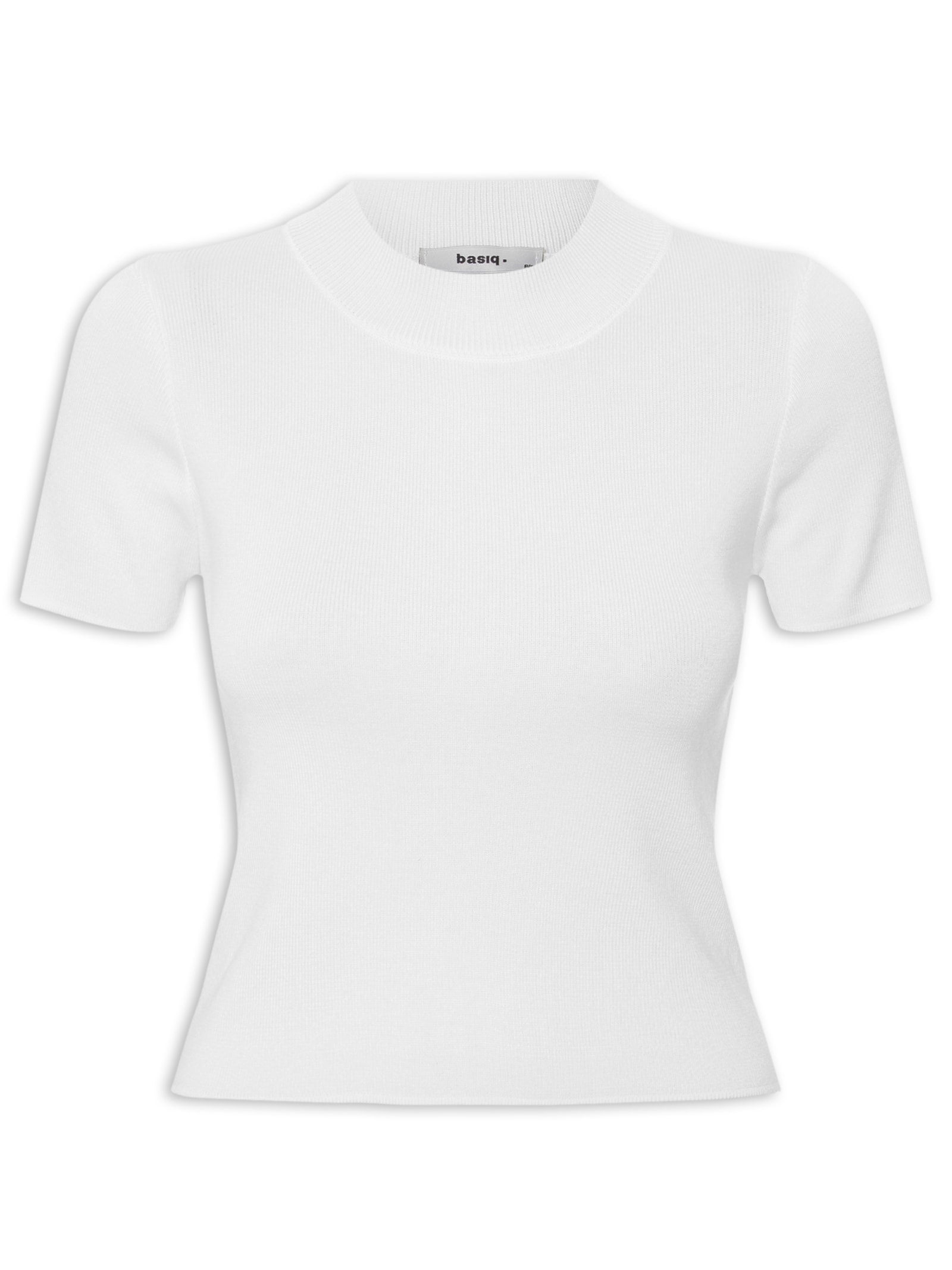 Camiseta Feminina Tricot Básica Branco Basiq