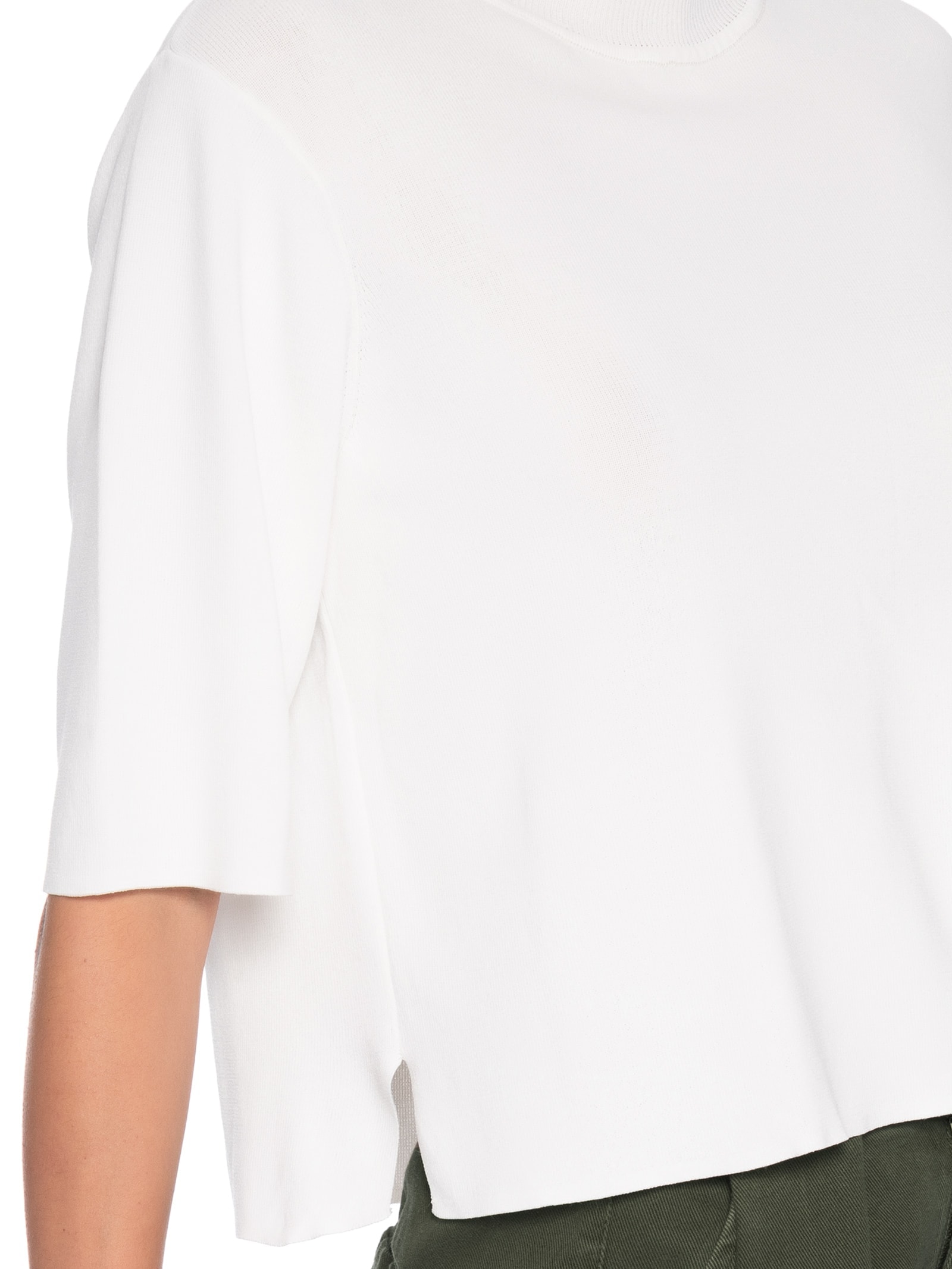 Camiseta Feminina Tricot Básica Gola Alta Branco Animale