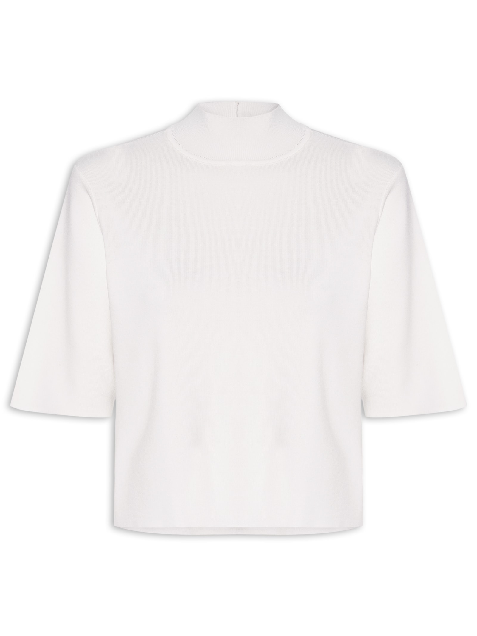 Camiseta Feminina Tricot Básica Gola Alta Branco Animale