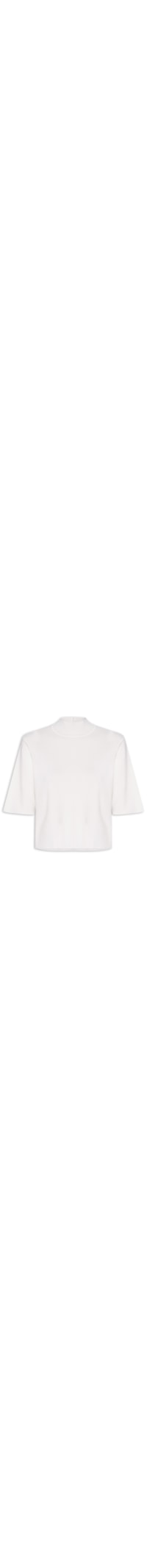 Camiseta Feminina Tricot Básica Gola Alta - Branco