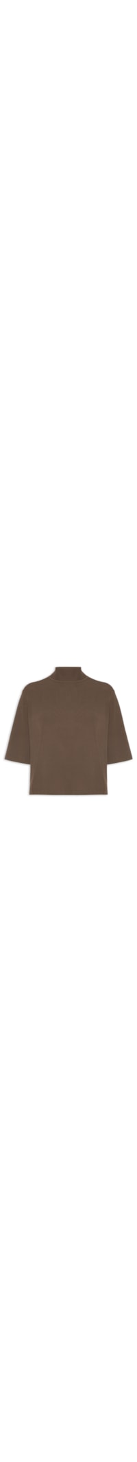 Camiseta Feminina Tricot Básica Gola Alta Color - Marrom
