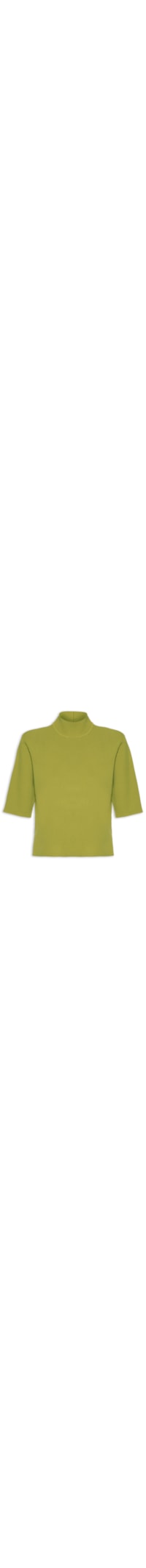 Camiseta Feminina Tricot Básica Gola Alta Color - Verde