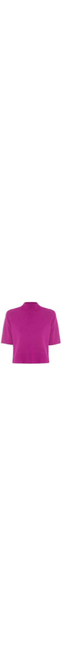 Camiseta Feminina Tricot Básica Gola Alta Fucsia - Rosa
