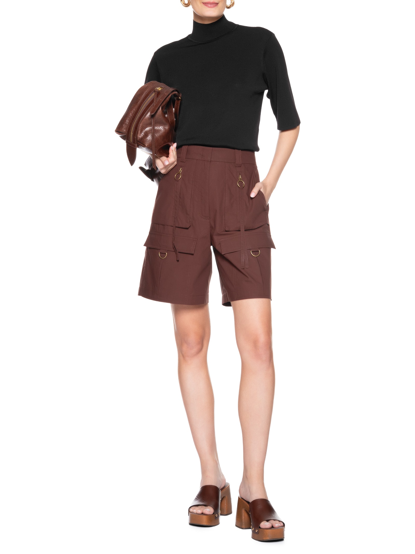 Camiseta Feminina Tricot Básica Gola Alta Preto Animale