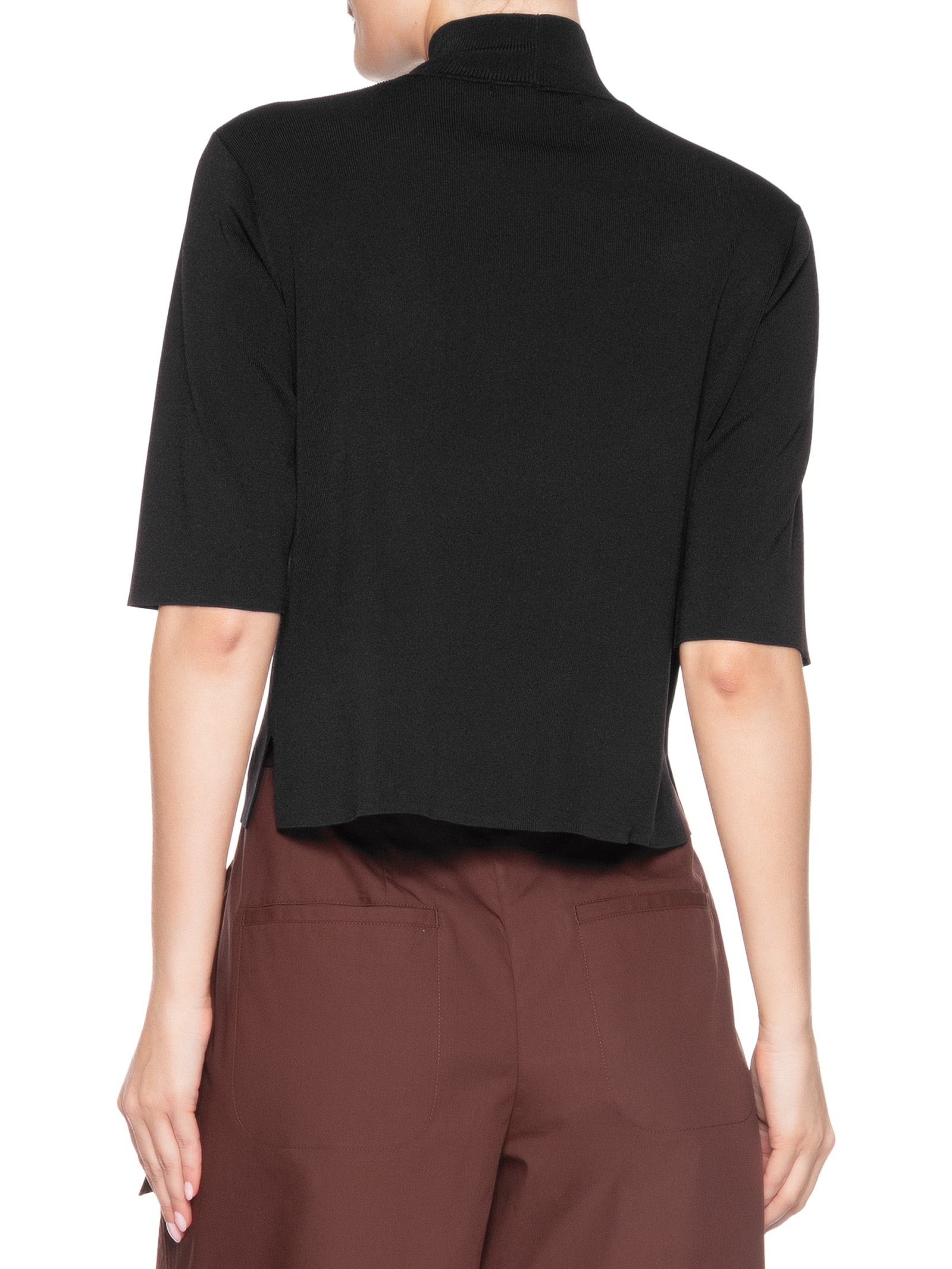 Camiseta Feminina Tricot Básica Gola Alta Preto Animale