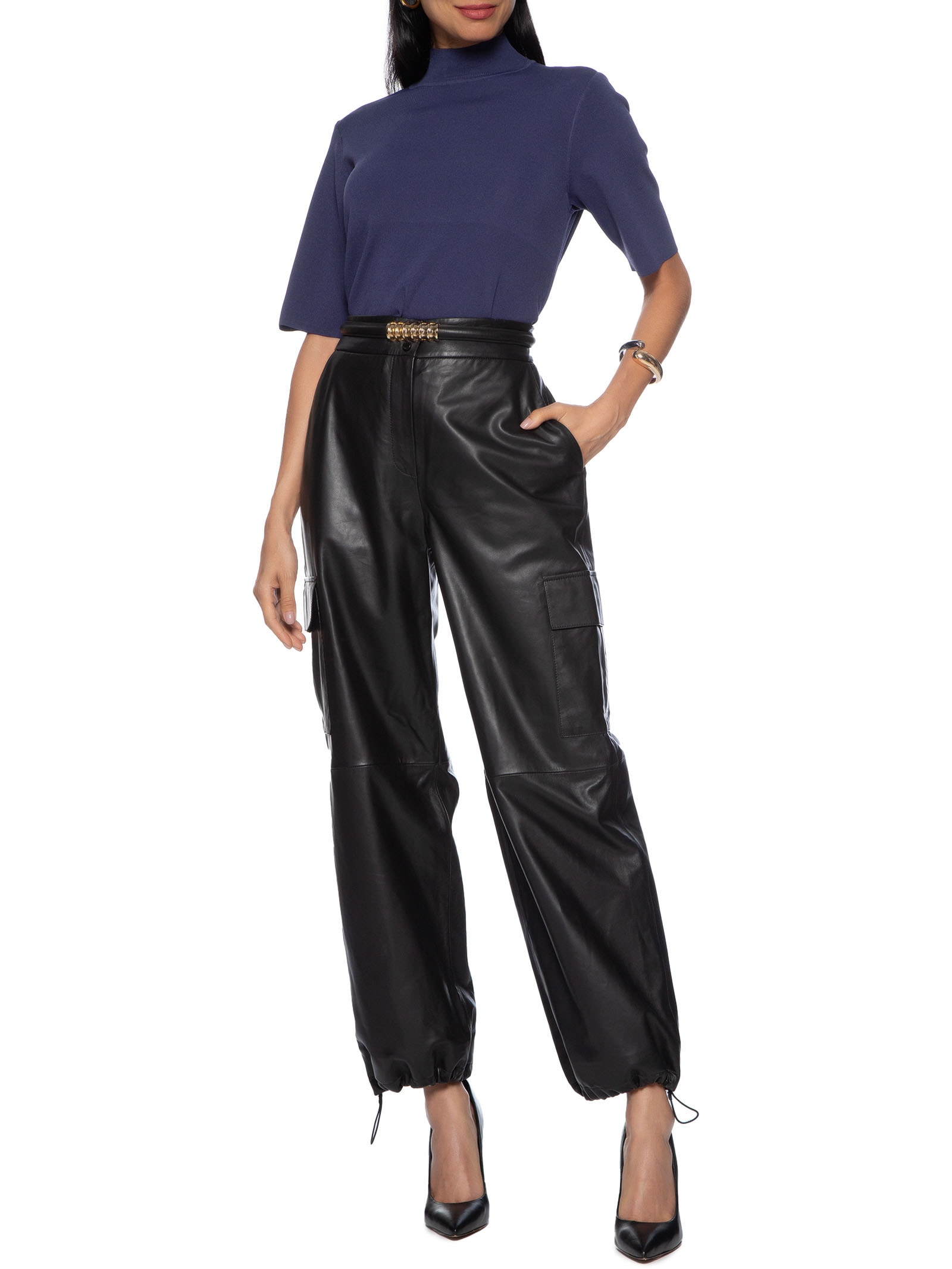 Camiseta Feminina Tricot Basica Gola Alta Roxo Animale