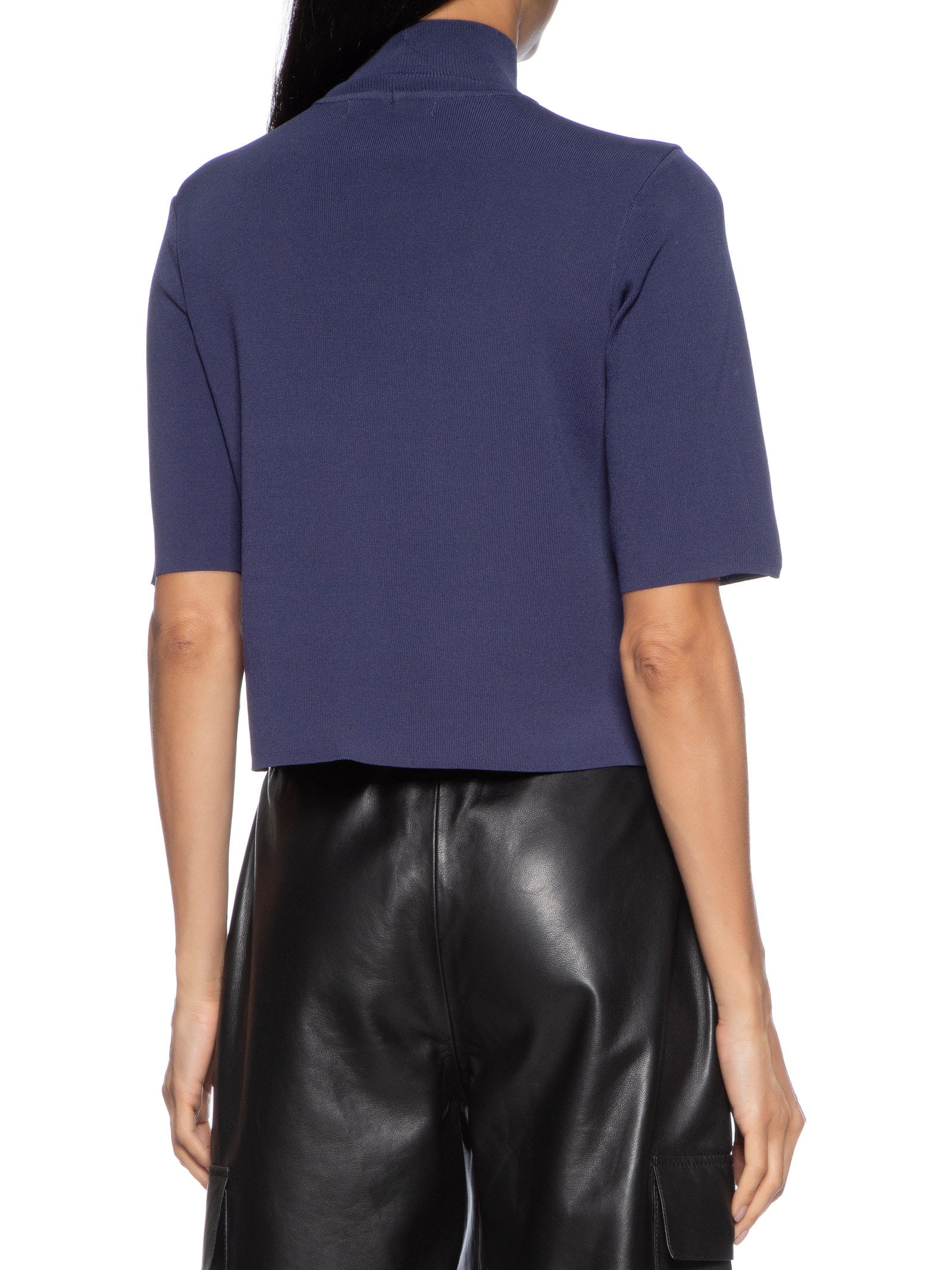 Camiseta Feminina Tricot Basica Gola Alta Roxo Animale