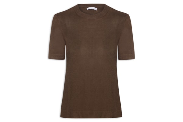 Camiseta Feminina Tricot Básica - Marrom