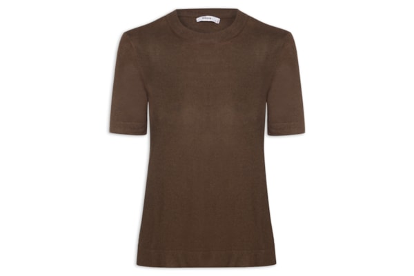 Camiseta Feminina Tricot Básica - Marrom