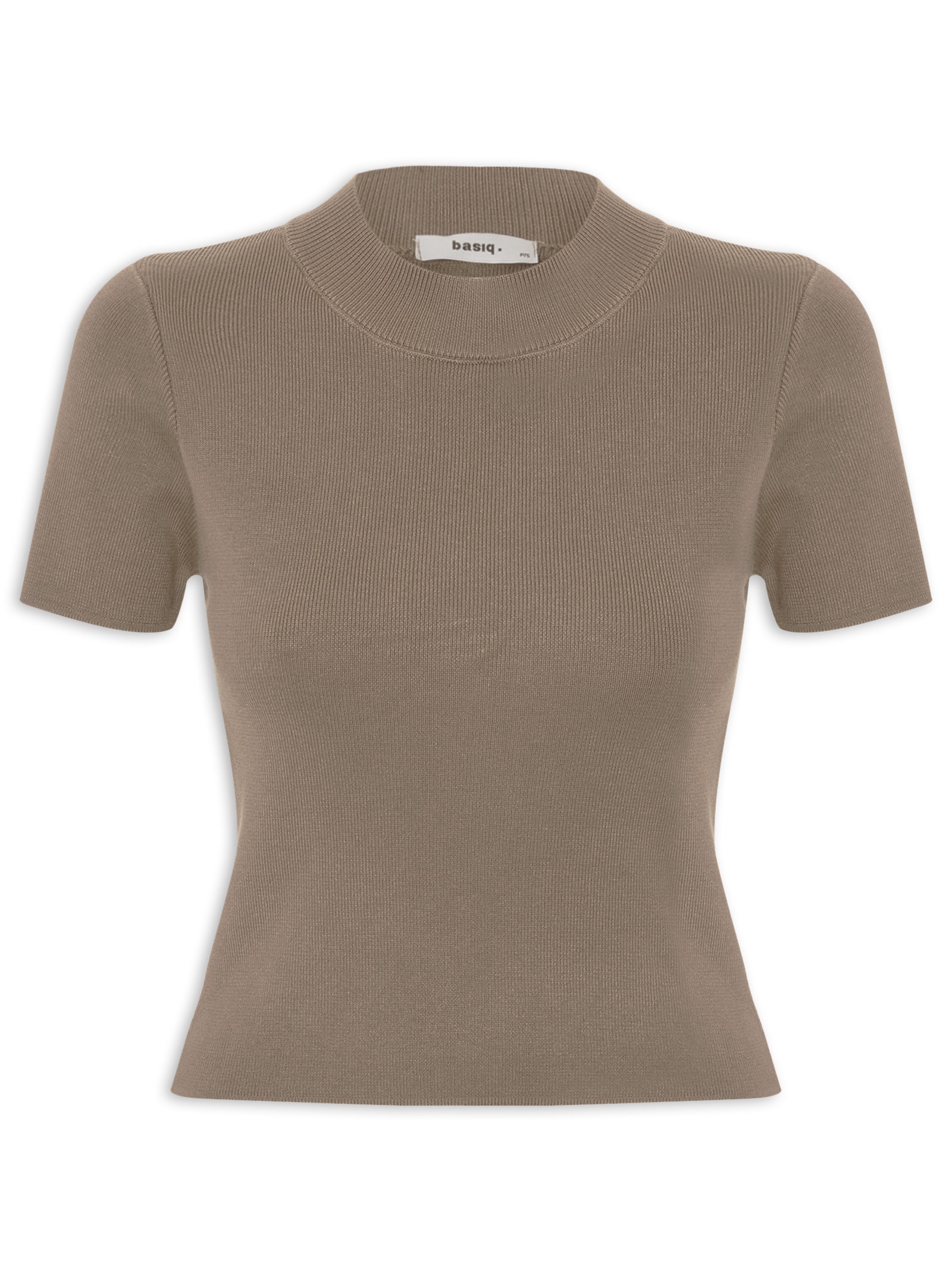 Camiseta Feminina Tricot Básica Marrom Basiq